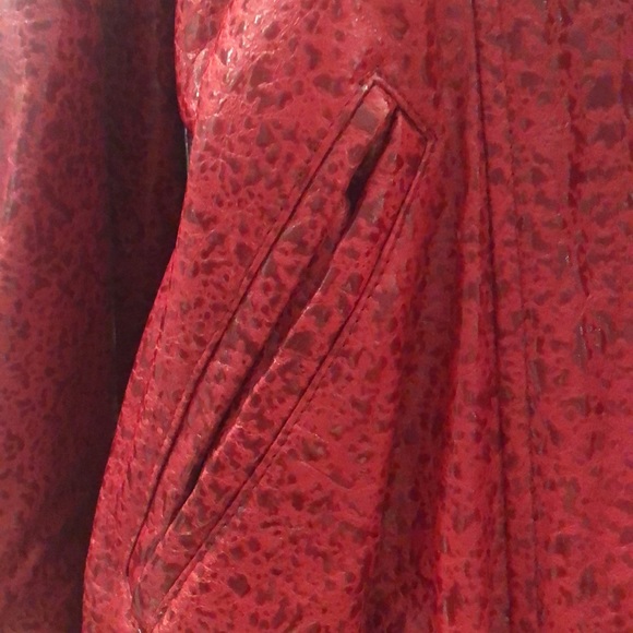 RED LEATHER Jacket lined with Red Rabbit Fur and Red Shearling Color - Picture 8 of 14